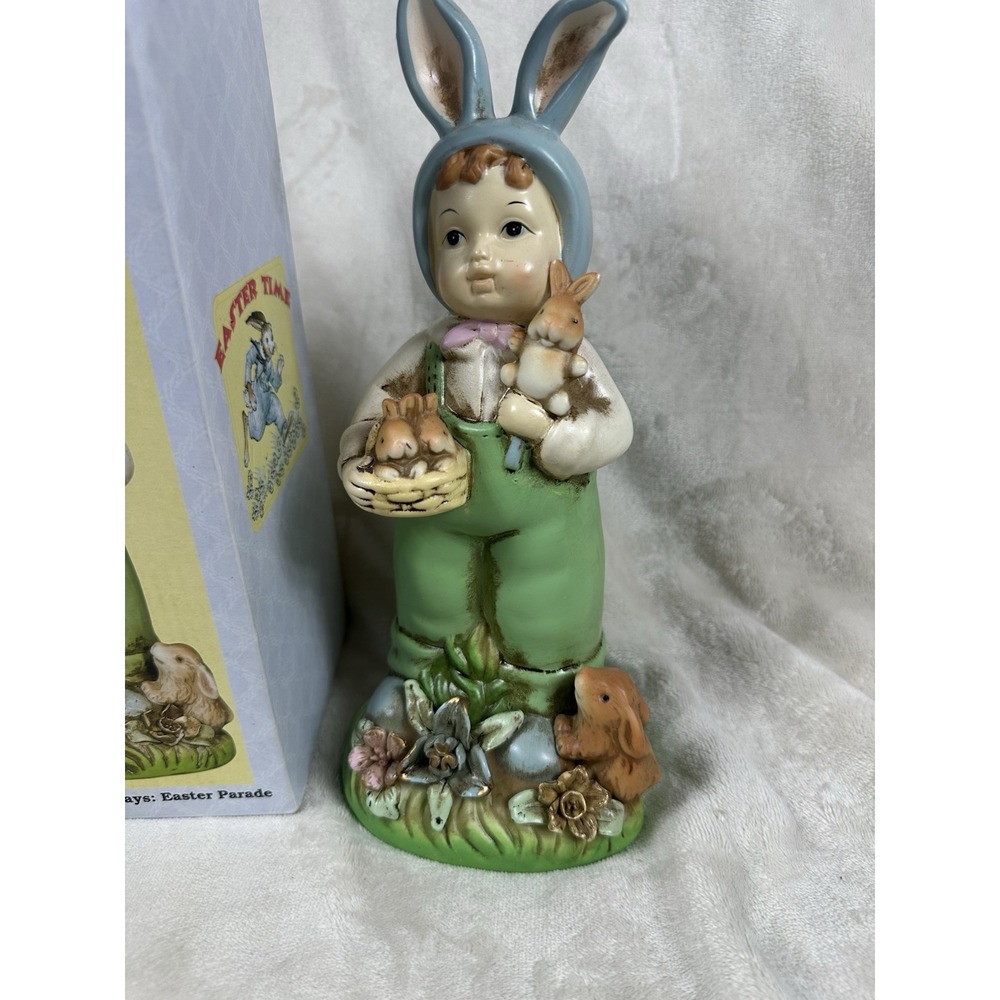 VTG Bethany Lowe Boy Rabbit Ears Easter Parade Music Box, Works. Original Box. - Picture 2 of 8